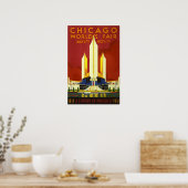 Foire mondiale de Chicago 1933 Poster vintage (Cuisine)