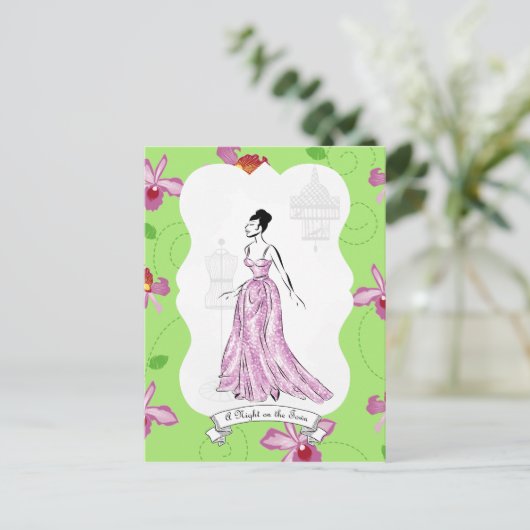 Fois à Paris Mode Illustratie Briefkaart (Staand voorkant)