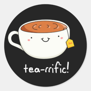 Fokbeker van Tea Pun Dark BG Ronde Sticker