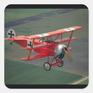 Fokker, driedekker replica, 1983_Klassieke luchtva Vierkante Sticker