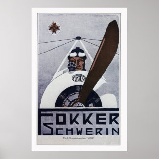 Fokker Schwerin WW1 Aviation Poster - groot
