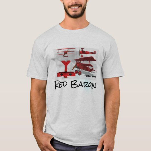 Fokker-vliegtuig van Red Baron T-shirt (Voorkant)