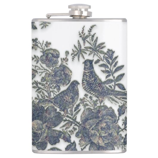 Fokmiddelen in bloemen heupfles (Voorkant)