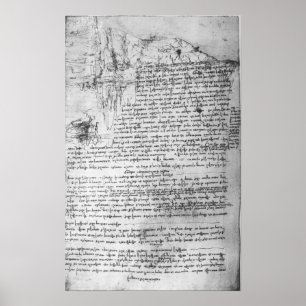 Fol.145v-b, pagina van Da Vinci's notebook Poster