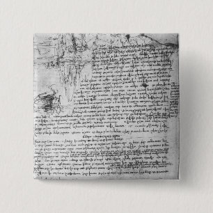 Fol.145v-b, pagina van Da Vinci's notebook Vierkante Button 5,1 Cm