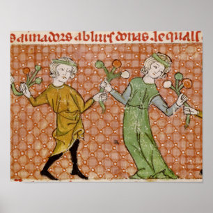 Fol.215v De Temptation: Een dansend paar Poster