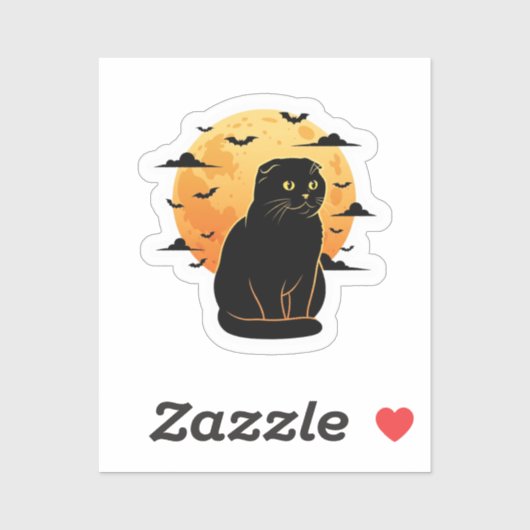 Fold & Full Moon - Schotse Vouw Kat Halloween Sticker (Vel)