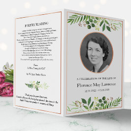 Foldable memorial Programme, greenery & roos gold Flyer