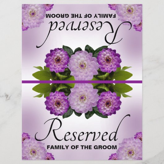 Foldable Wedding Reserved Dahlia Paarse Floral (Voorkant)