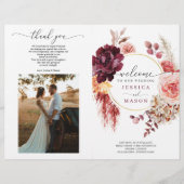 Folded Boho Pampas Grass Wedding Programme Flyer (Voorkant)