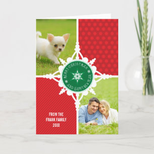 FOLDED CHRISTMAS PHOTO CARD: snowflake dissected Feestdagen Kaart