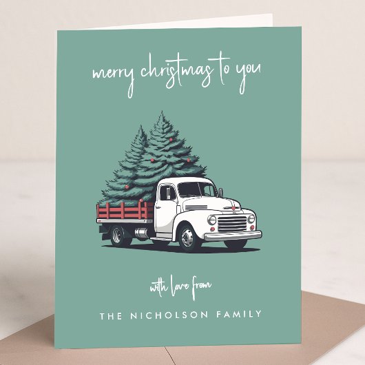 Folded Holiday Card | Christmas Delivery Truck Feestdagen Kaart