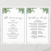 Folded Silver & Greenery bruiloft Program Flyer (Achterkant)