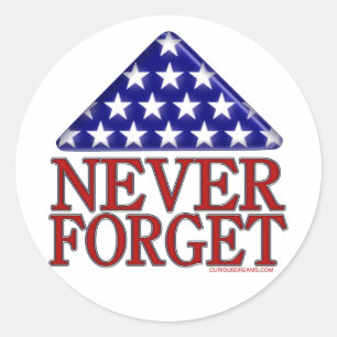 Folded USA Flag-Nooit Vergeet Ronde Sticker