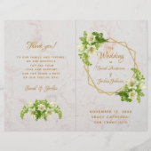 Folded Wedding Program - Marble Gold White Lilies (Voorkant)