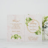 Folded Wedding Program - Marble Gold White Lilies (Staand voorkant)