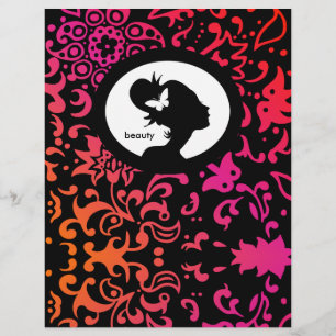 Folder Salon Vlinder Vrouw Silhouet Kleurrijk Flyer