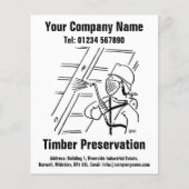 Folderontwerp met cartoon over houtconservering flyer (Voorkant)