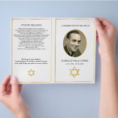 Folding begrafenispamflet, joodse ster van David Flyer (Hand)