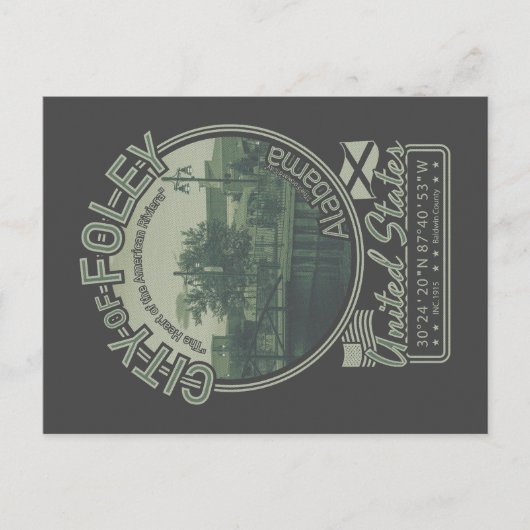 FOLEY ALABAMA - DOWNTOWN FOLEY CITY BRIEFKAART (Voorkant)