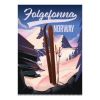 Folgefonna Noorwegen ski-poster.