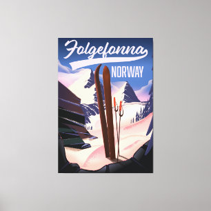 Folgefonna norway ski poster. canvas afdruk