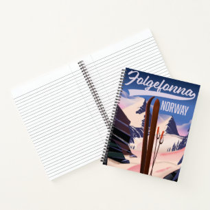 Folgefonna norway ski poster. notitieboek