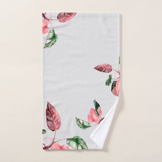 FOLHAGEM ROSA E VERDE (Serviette à main)
