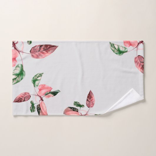 FOLHAGEM ROSA E VERDE (Serviette à main)