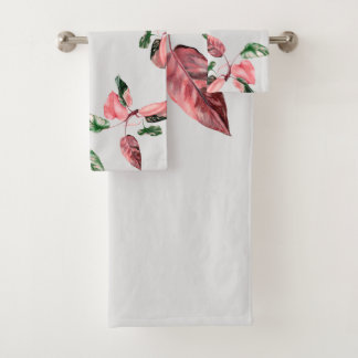 FOLHAGEM ROSA E VERDE BAD HANDDOEK