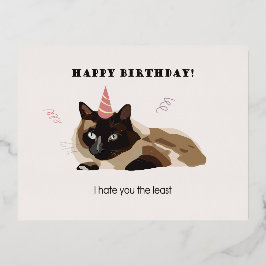 Foli kaart Happy Birthday Cat Funny