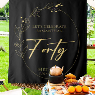 Foliage 40th Birthday Party Backdrop Tapestry Wandkleed