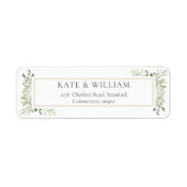 Foliage-adres Botanische Greenery Waterverf Etiket (Voorkant)