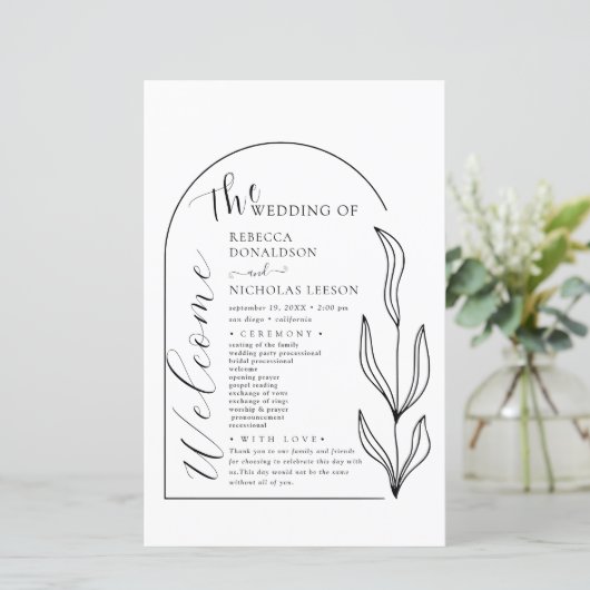 Foliage Arc Texte Script Programme de mariage (Debout devant)