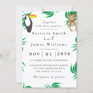 Foliage argent Faire-part de mariage d'oiseaux