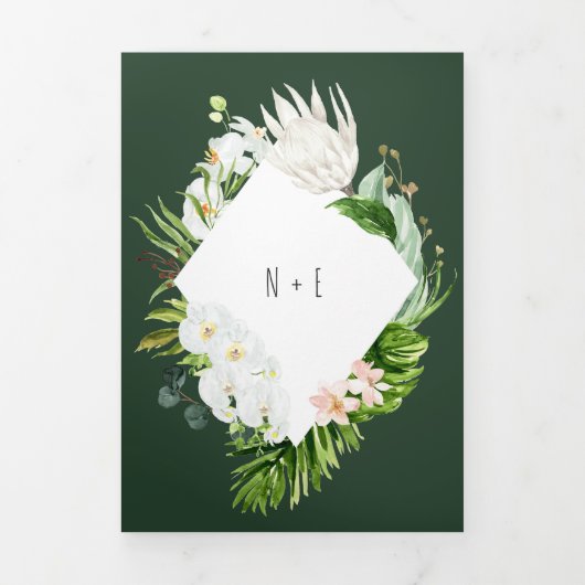 Foliage + bloemenbruiloft uitnodiging en details (Cover)