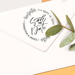 Foliage Borstel Schrift Save The Date Rubberstempel