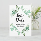 Foliage Botanical Mint Diamond Lijst Chic Save The Date (Staand voorkant)