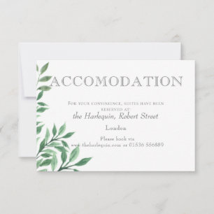 Foliage Bouquet ACCOMODATION CARD RSVP Kaartje