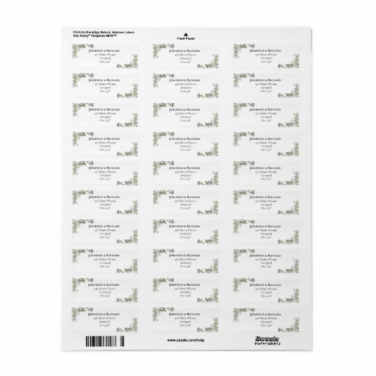 Foliage Bouquet Return Address Label (Full Sheet)