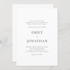 Foliage Classic Simple Wedding Invitation Kaart