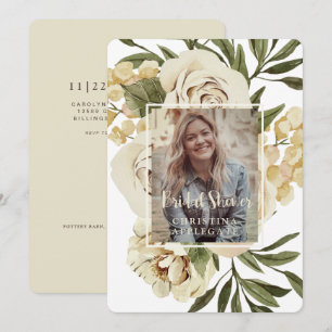 Foliage Cream Bloemenbruid Foto Douche Rond Kaart