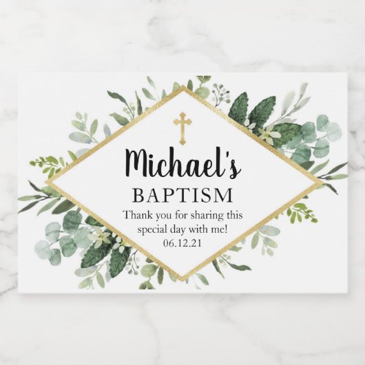 Foliage Cross Mini Mousserende Wijnfles Etiket (Enkel label)