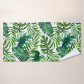 Foliage d'aquarelle tropicale contemporain (Serviette de bain)
