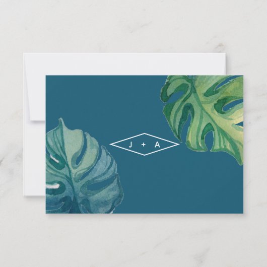 Foliage d'aquarelle tropicale RSVP (Dos)