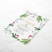 Foliage de Noël et Berries Gold Foil Invitation (Rotation)