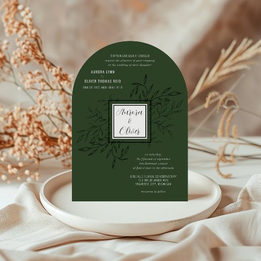 Foliage délicat | Invitation de mariage Deep Sage