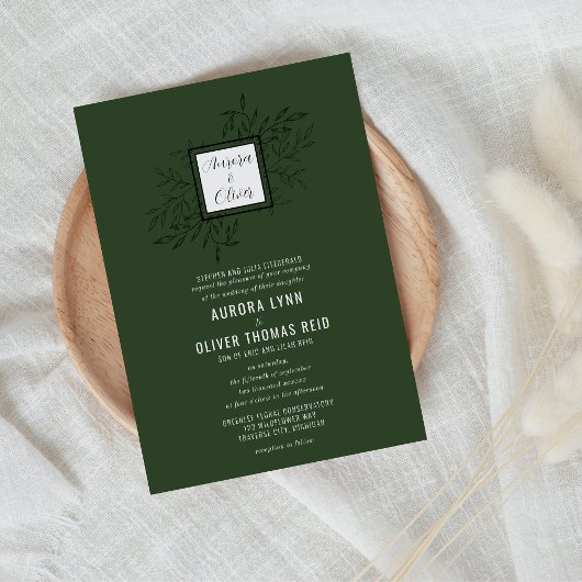 Foliage délicat | Profond | Invitation de mariage