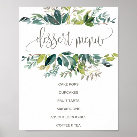Foliage Dessert Menu Bord Poster (Voorkant)