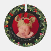 Foliage d'hiver | Premier ornement de Noël du bébé (Verso)